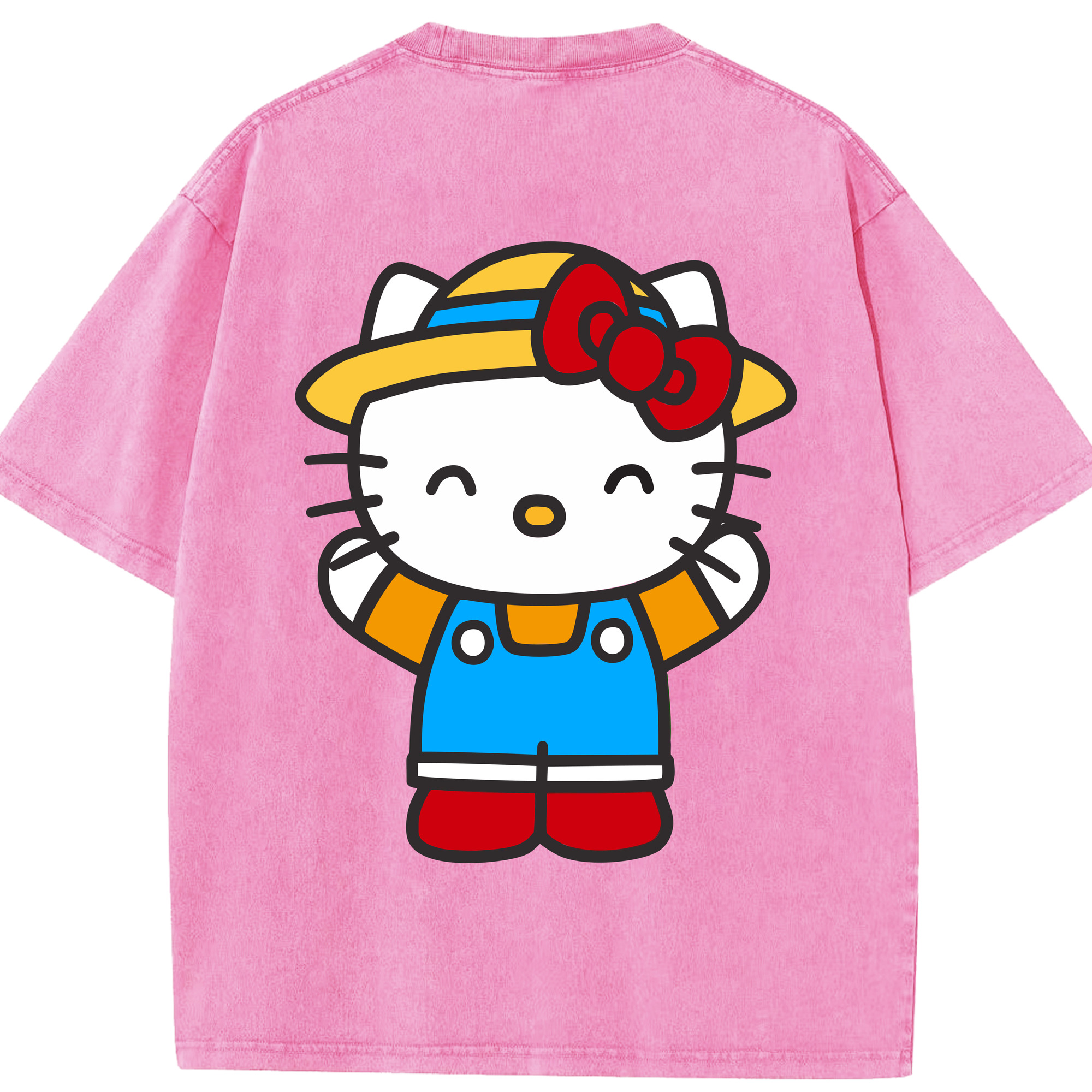 （画像用） Hello Kitty ハローキティ 綿100% ヴィンテージ風 半袖Tシャツ（背面プリント）
